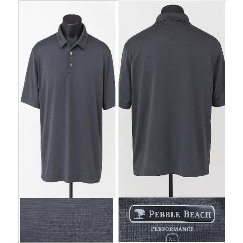 Pebble Beach Performance Polo Shirt Men's XL Black Striped Golf Bowling Athletic